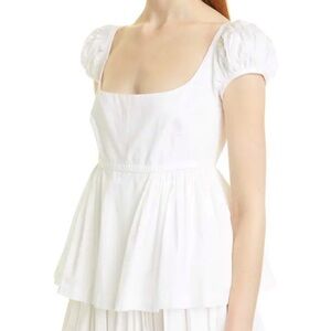 Rebecca Taylor White Puff Sleeve Peplum Blouse in size 0